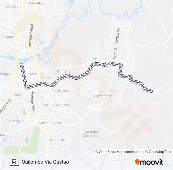 Mapa da linha KILOMBO de ônibus