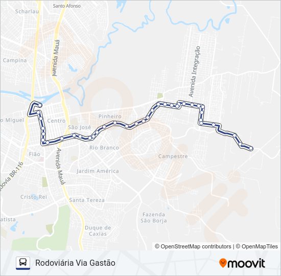 Mapa da linha KILOMBO de ônibus