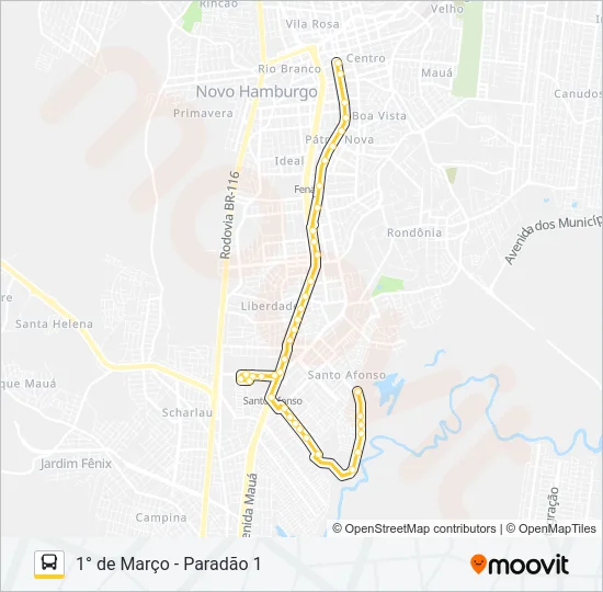 S19A PRIMEIRO DE MARÇO Bus Line Map