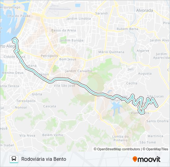 Mapa da linha L411B SÃO LUCAS / ESMERALDA VIA BENTO de ônibus