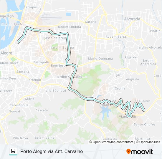 Mapa da linha L412A SÃO LUCAS / ESMERALDA VIA ASSIS BRASIL de ônibus