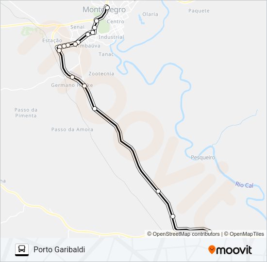 Mapa da linha PORTO GARIBALDI de ônibus