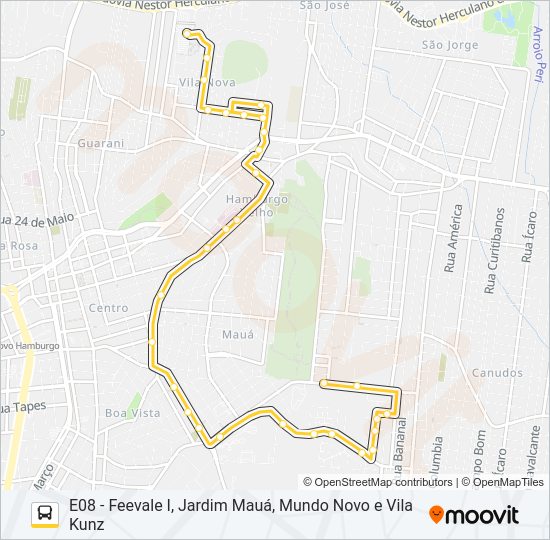 Mapa da linha ESCOLAR FEEVALE de ônibus