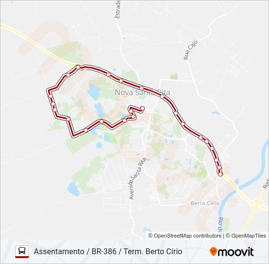 Mapa da linha BR30 BR-386 de ônibus