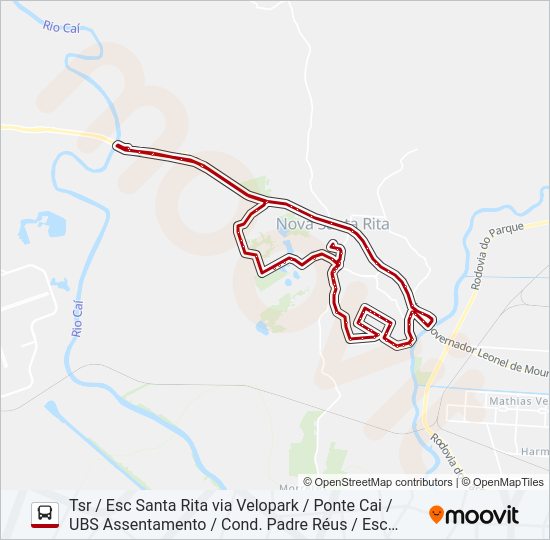 Mapa da linha BR30 BR-386 de ônibus