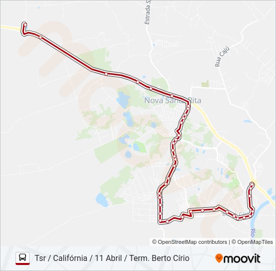 Mapa da linha BR30 BR-386 de ônibus