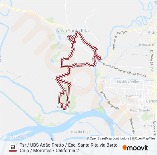 Mapa da linha MO41 MORRETES / BERTO CÍRIO de ônibus