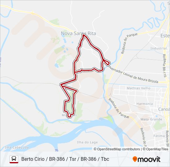Mapa da linha MO41 MORRETES / BERTO CÍRIO de ônibus