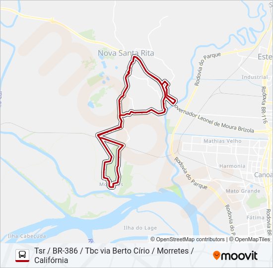 Mapa da linha MO41 MORRETES / BERTO CÍRIO de ônibus