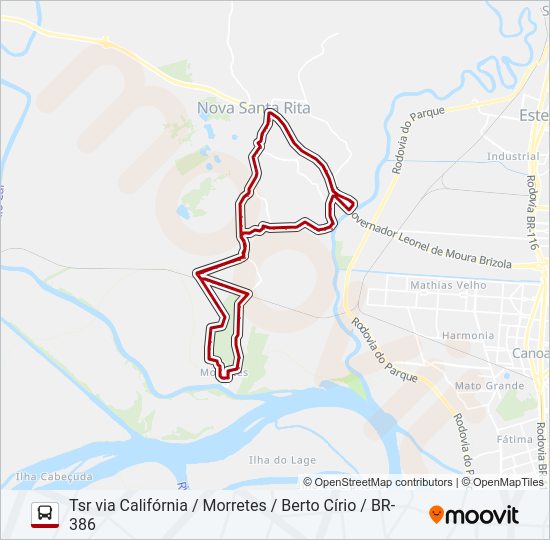 Mapa da linha MO41 MORRETES / BERTO CÍRIO de ônibus