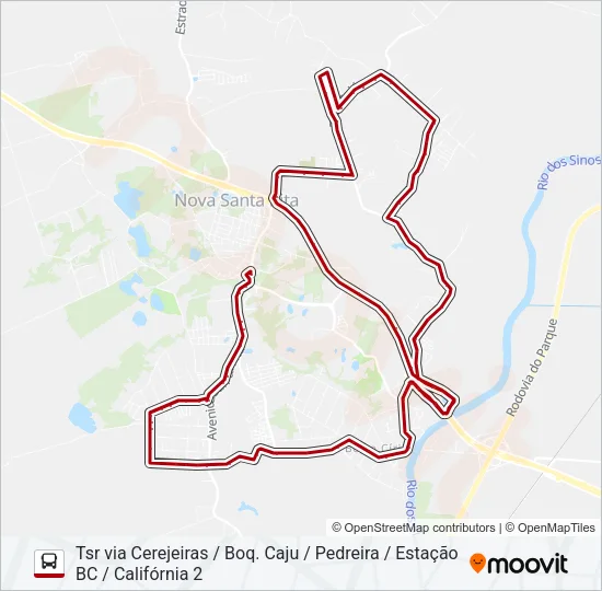 CJ50 CAJU / BERTO CÍRIO Bus Line Map