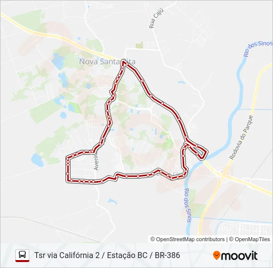 Mapa da linha BC60 BERTO CÍRIO de ônibus