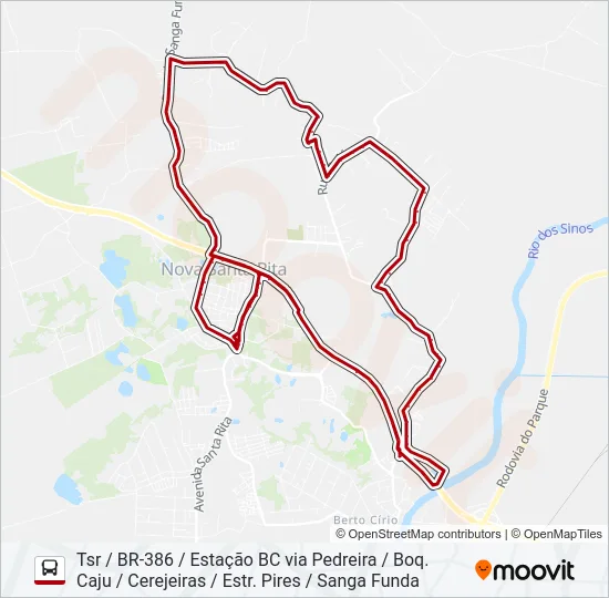 CJ52 CAJU / SANGA FUNDA Bus Line Map