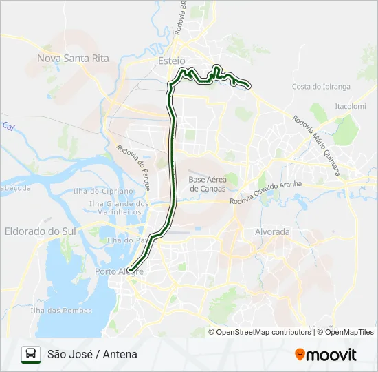 N240B ANTENA - ESTEIO / PORTO ALEGRE Bus Line Map