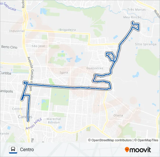 5183 MEU RINCÃO / C.BELO / P.SOL / BOQUEIRÃO / CT Bus Line Map