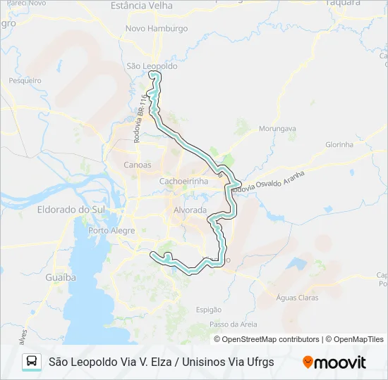Mapa da linha TM3 TRANSVERSAL METROPOLITANA 3 de ônibus