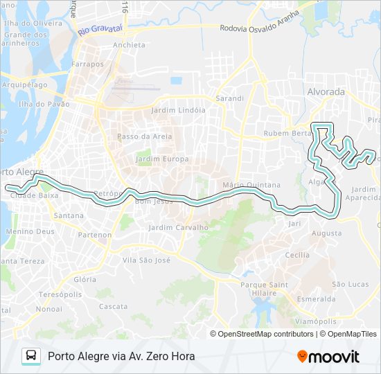 W142A JARDIM ALVORADA / INTERSUL VIA PROTÁSIO ALVES Bus Line Map