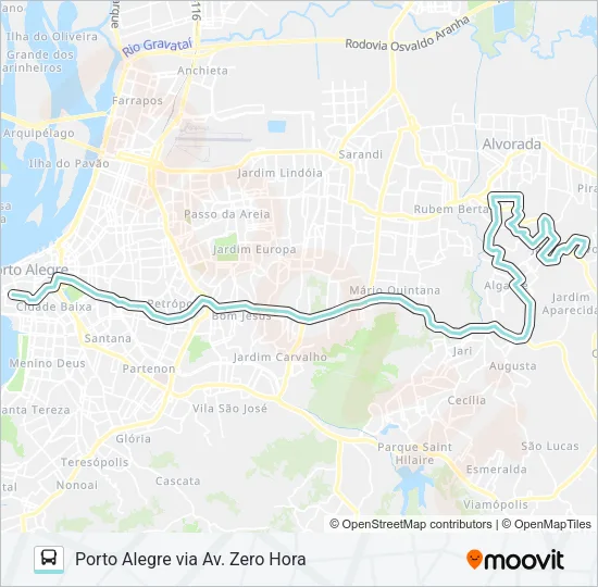 W142A JARDIM ALVORADA / INTERSUL VIA PROTÁSIO ALVES Bus Line Map