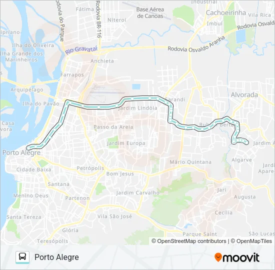 W131A JARDIM PORTO ALEGRE VIA SERTÓRIO Bus Line Map