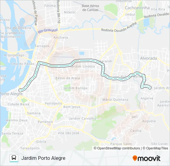 W131A JARDIM PORTO ALEGRE VIA SERTÓRIO Bus Line Map