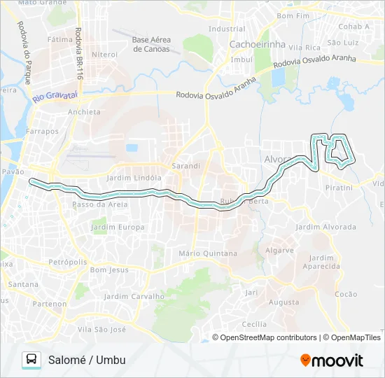 W181B SALOMÉ / UMBU VIA ASSIS BRASIL Bus Line Map