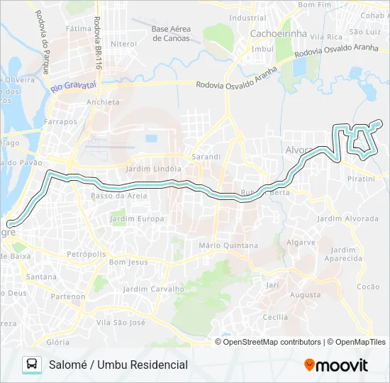 W181B SALOMÉ / UMBU VIA ASSIS BRASIL Bus Line Map