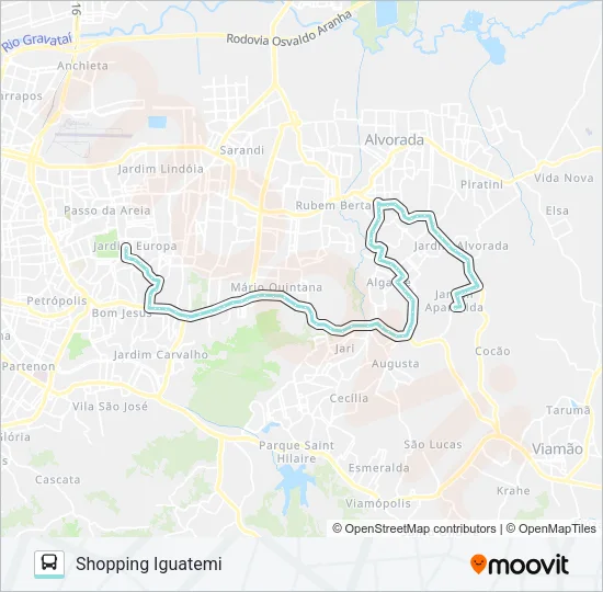 W154B JARDIM APARECIDA / IGUATEMI Bus Line Map