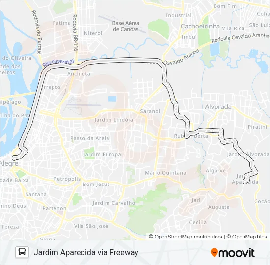 W151A JARDIM APARECIDA - EXECUTIVO Bus Line Map