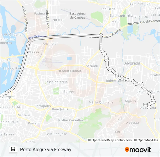 W151A JARDIM APARECIDA - EXECUTIVO Bus Line Map