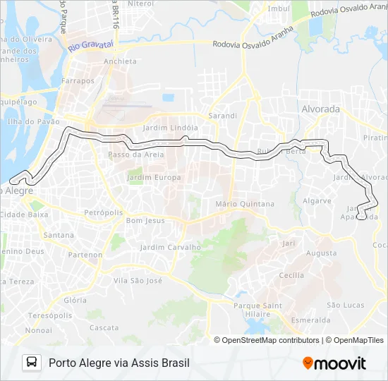 W151A JARDIM APARECIDA - EXECUTIVO Bus Line Map