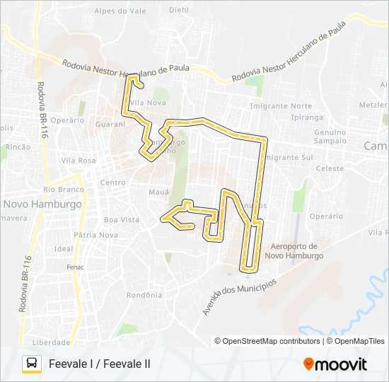E05 ESCOLAR MUNDO NOVO PARA FEEVALE Bus Line Map
