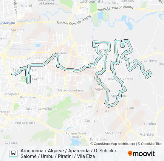 W224B VILA ELZA / HIGIENÓPOLIS Bus Line Map