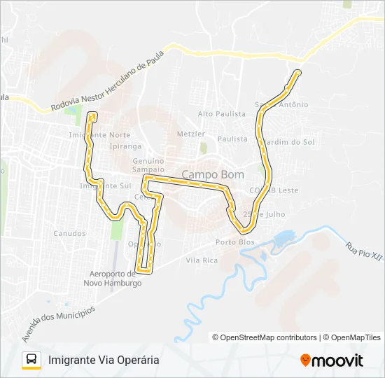171 IMIGRANTE / 4 COLÔNIAS Bus Line Map