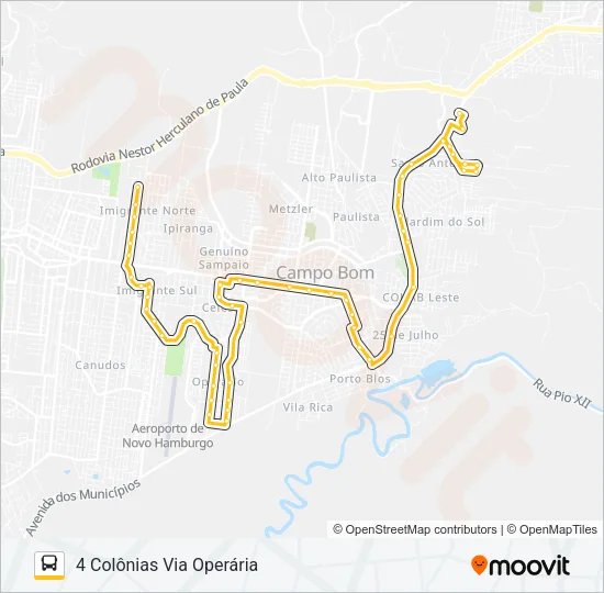 171 IMIGRANTE / 4 COLÔNIAS Bus Line Map