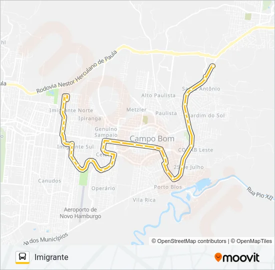 171 IMIGRANTE / 4 COLÔNIAS Bus Line Map