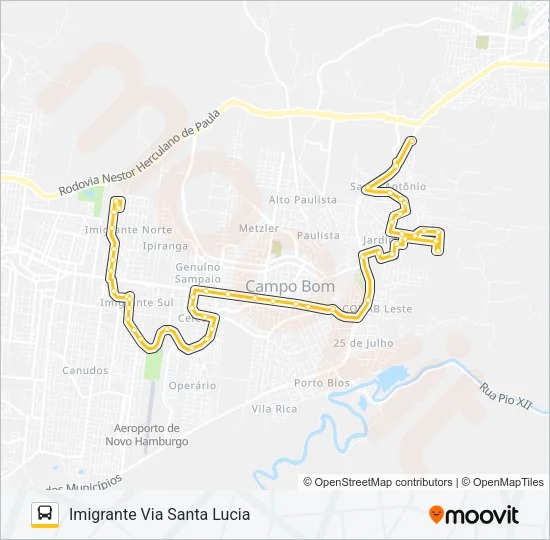171 IMIGRANTE / 4 COLÔNIAS Bus Line Map