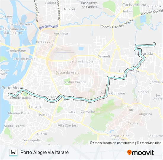 W171B TAIMBÉ / AMERICANA VIA PROTÁSIO ALVES Bus Line Map