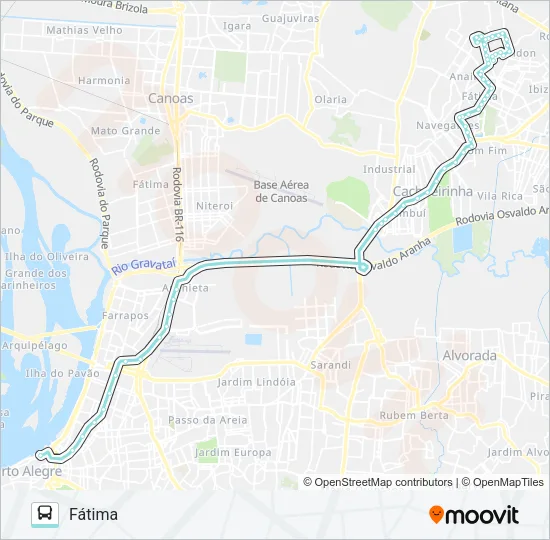 W374 CACH. - FÁTIMA VIA ANCHIETA Bus Line Map
