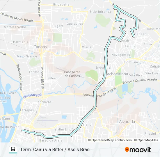 W300B CACH. - GRANJA / BETÂNIA ATÉ CAIRÚ Bus Line Map