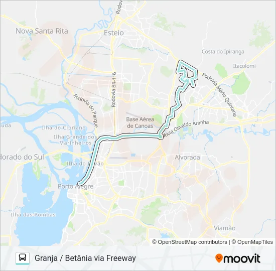 W301 CACH. - GRANJA / BETÂNIA VIA ANCHIETA Bus Line Map