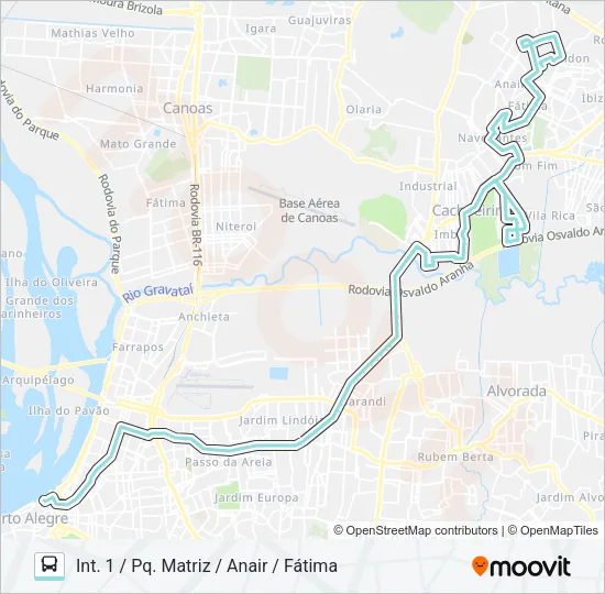 W371 CACH. - FÁTIMA / ANAIR VIA ASSIS BRASIL Bus Line Map