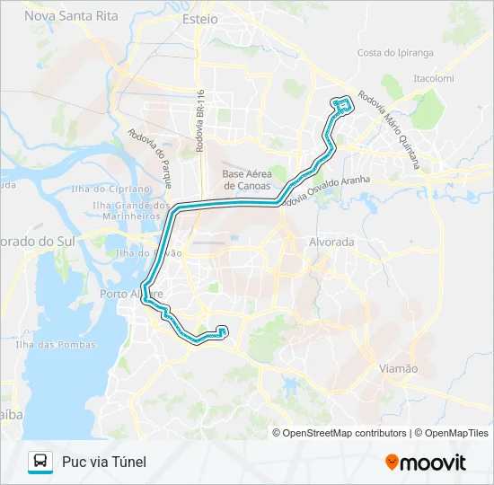 W352B CACHOEIRINHA / PUC - SEMI DIRETO Bus Line Map