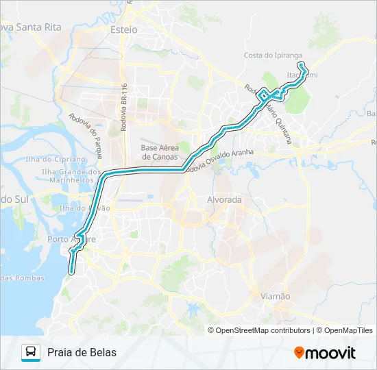 Mapa da linha W523B PASSO DO HILÁRIO - SEMI DIRETO de ônibus