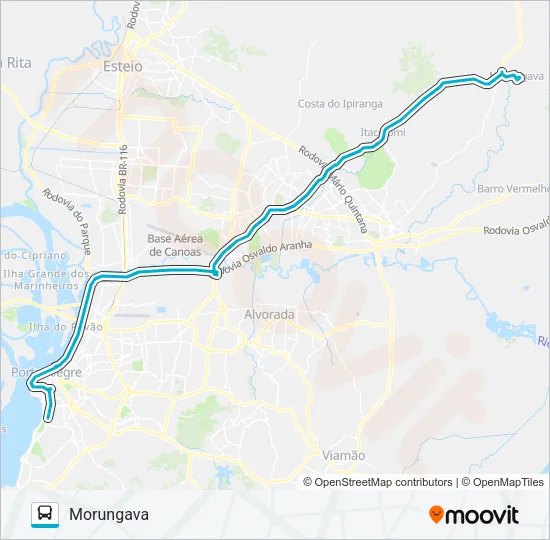 Mapa da linha W523C P. HILÁRIO / MORUNGAVA - SEMI DIRETO de ônibus