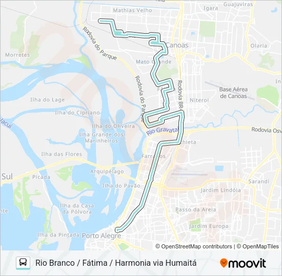 N107A CANOAS - FÁTIMA / PORTO ALEGRE Bus Line Map