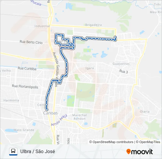 5104 SÃO JOSÉ / GUARUJÁ / ULBRA Bus Line Map