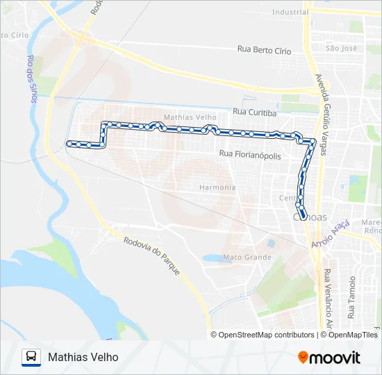 Mapa de 5034 MATHIAS VELHO / SÃO SEPÉ de autobús