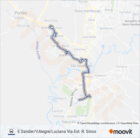 Mapa da linha 15 CAMPINA / LUCIANA de ônibus