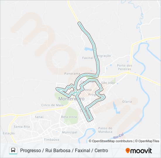 Mapa da linha FAXINAL, SÃO JOÃO E SANTO ANTÔNIO de ônibus