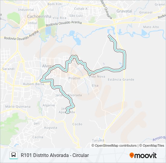 Rota da linha r101 distrito alvorada circular: horários, paradas e mapas -  Distrito Industrial (Atualizado)